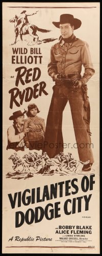 3m993 WILD BILL ELLIOTT insert '49 cool cowboy western images, Vigilantes of Dodge City!