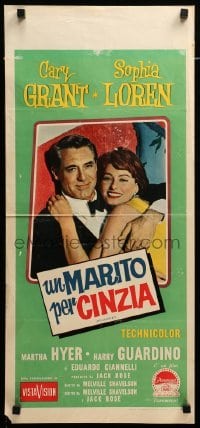 3m286 HOUSEBOAT Italian locandina '59 romantic close up of Cary Grant & beautiful Sophia Loren!