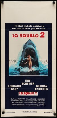 3m295 JAWS 2 Italian locandina '78 giant shark attacking girl on water skis by Lou Feck!
