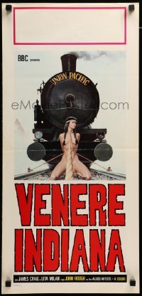 3m319 NAKED IN THE SUN Italian locandina R70s different art of naked woman tied to tracks!