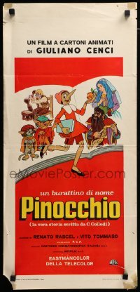 3m332 PINOCCHIO Italian locandina '72 most faithful animated adaptation of Carlo Collodi's story!