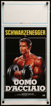 3m338 PUMPING IRON Italian locandina '86 Sciotti art young bodybuilder Arnold Schwarzenegger!