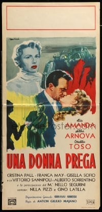 3m381 UNA DONNA PREGA Italian locandina '54 Lia Amanda, great art of top cast by Morini!
