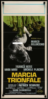 3m386 VICTORY MARCH Italian locandina '76 art of Franco Nero & soldiers marching over naked woman!