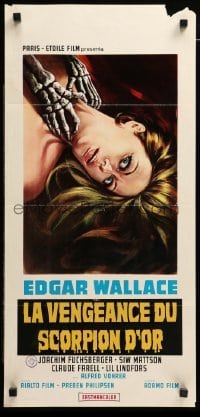 3m400 ZOMBIE WALKS Italian locandina '69 Edgar Wallace, Casaro art of skeleton guy strangling girl