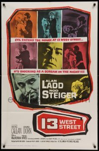 3p002 13 WEST STREET 1sh '62 Alan Ladd, Rod Steiger, as shocking as a scream in the night!