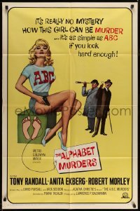3p032 ALPHABET MURDERS 1sh '66 Tony Randall, sexy Anita Ekberg is murder!
