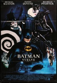 3p063 BATMAN RETURNS int'l Spanish language 1sh '92 collage of Michael Keaton, DeVito, Pfeiffer!