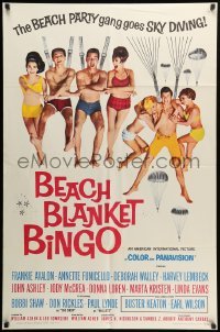 3p065 BEACH BLANKET BINGO 1sh '65 Frankie & Annette, different, Win Your Own Beach Bunny!