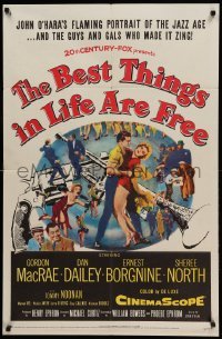 3p071 BEST THINGS IN LIFE ARE FREE 1sh '56 Michael Curtiz, Gordon MacRae, art of gun & trumpet!
