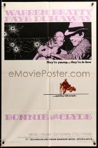 3p100 BONNIE & CLYDE 1sh '67 notorious crime duo Warren Beatty & Faye Dunaway, Arthur Penn!