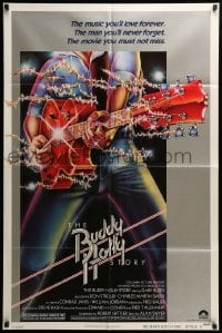 3p113 BUDDY HOLLY STORY style B 1sh '78 Gary Busey, great art of electrified guitar, rock 'n' roll