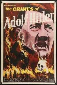 3p170 CRIMES OF ADOLF HITLER 1sh '60s German documentary, wild artwork of flaming swastika!