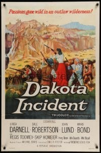 3p182 DAKOTA INCIDENT 1sh '56 Linda Darnell, passions gone wild in an outlaw wilderness!