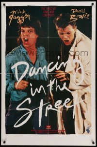 3p184 DANCING IN THE STREET 1sh '85 great huge image of Mick Jagger & David Bowie singing!
