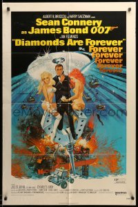 3p201 DIAMONDS ARE FOREVER 1sh '71 art of Sean Connery as James Bond 007 by Robert McGinnis!