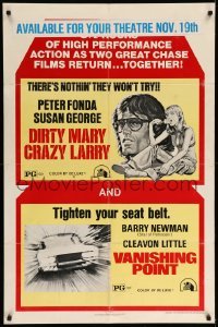 3p205 DIRTY MARY CRAZY LARRY/VANISHING POINT 1sh '75 Peter Fonda, Barry Newman, Susan George!