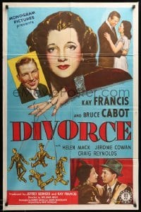 3p208 DIVORCE 1sh '45 Kay Francis with puppet grooms, Bruce Cabot, Helen Mack!