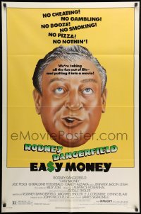 3p224 EASY MONEY 1sh '83 wacky headshot artwork of screwball Rodney Dangerfield!