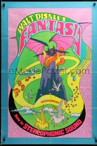 3p254 FANTASIA 1sh R70 Disney classic musical, great psychedelic fantasy artwork, Stereophonic!