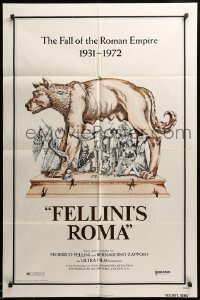 3p258 FELLINI'S ROMA 1sh '72 Italian Federico classic, the fall of the Roman Empire, bizarre art!
