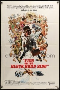 3p267 FIVE ON THE BLACK HAND SIDE 1sh '73 great Jack Davis artwork of entire cast!
