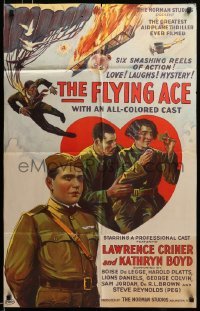 3p274 FLYING ACE 1sh '26 cool all-black aviation, the greatest airplane thriller ever produced!