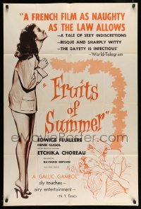 3p297 FRUITS OF SUMMER 1sh '55 sexiest French Etchika Choreau is as naughty as the law allows!