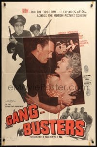 3p310 GANG BUSTERS 1sh '54 Public Enemy No 4, based on hit TV and radio show!
