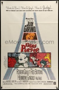 3p313 GAY PURR-EE 1sh '62 Judy Garland, Robert Goulet, Red Buttons, cartoon cats!