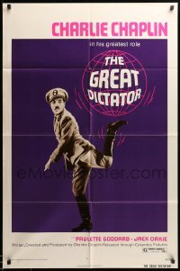3p343 GREAT DICTATOR 1sh R72 Charlie Chaplin directs and stars, wacky WWII comedy!