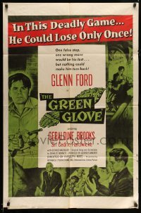 3p348 GREEN GLOVE 1sh '52 every man is Glenn Ford's enemy & every woman is a trap, cool art!