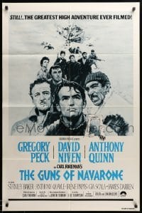 3p355 GUNS OF NAVARONE 1sh R79 art of Gregory Peck, David Niven & Anthony Quinn in WWII!