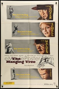3p361 HANGING TREE 1sh '59 Gary Cooper, Maria Schell & Karl Malden, from the prize novel!
