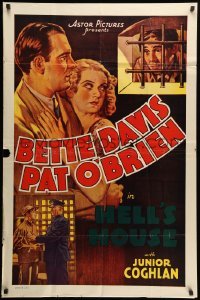 3p378 HELL'S HOUSE 1sh R30s Bette Davis top billed in movie she had a minor role in!