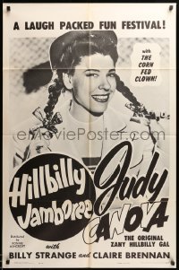 3p382 HILLBILLY JAMBOREE 1sh '60 original zany hillbilly gal Judy Canova w/the Corn Fed Clown!