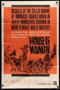 3p394 HOUSE OF WOMEN 1sh '62 Walter Doniger, women's prison, wild female convicts!