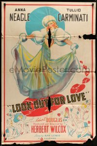 3p495 LOOK OUT FOR LOVE 1sh '37 incredible full-length art of sexy Anna Neagle in great outfit!