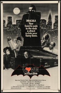 3p501 LOVE AT FIRST BITE 1sh '79 AIP, wacky vampire image of George Hamilton as Dracula!