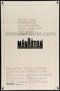 3p515 MANHATTAN 1sh '79 Woody Allen & Diane Keaton, New York City title design by Burt Kleeger!