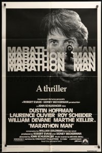3p519 MARATHON MAN 1sh '76 cool image of Dustin Hoffman, John Schlesinger classic thriller!