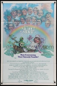 3p551 MUPPET MOVIE 1sh '79 Jim Henson, Drew Struzan art of Kermit the Frog & Miss Piggy on boat!