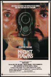 3p587 NIGHTHAWKS 1sh '81 Sylvester Stallone, Billy Dee Williams, Rutger Hauer, Nigel Davenport