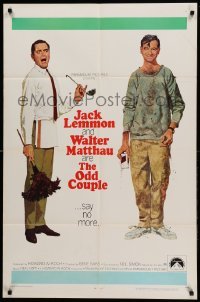 3p597 ODD COUPLE 1sh '68 art of best friends Walter Matthau & Jack Lemmon by Robert McGinnis!