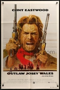 3p625 OUTLAW JOSEY WALES studio style 1sh '76 Clint Eastwood is an army of one, Roy Anderson art!
