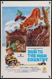 3p720 RUN TO THE HIGH COUNTRY 1sh '78 Keith Larsen, great art of huge mountain lion!