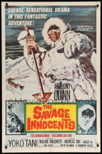 3p730 SAVAGE INNOCENTS 1sh '61 Nicholas Ray, great art of Eskimo Anthony Quinn & polar bear!