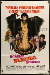 3p739 SCREAM BLACULA SCREAM 1sh '73 great artwork of black vampire William Marshall & Pam Grier!