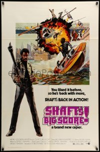 3p757 SHAFT'S BIG SCORE 1sh '72 great artwork of mean Richard Roundtree with big gun!