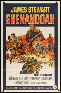 3p760 SHENANDOAH 1sh '65 James Stewart, Civil War, great Frank McCarthy artwork!
